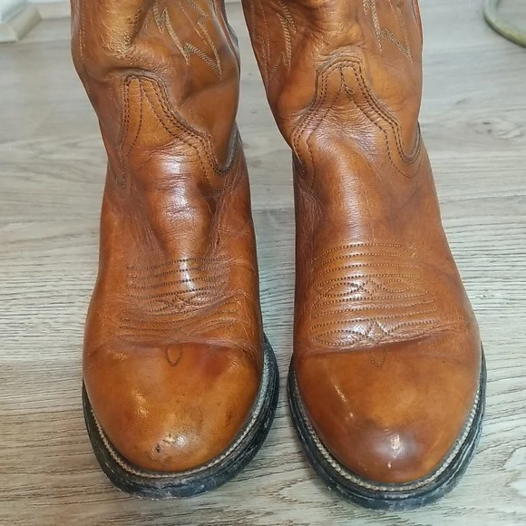 Miller Stockman Mens Cognac Cowboy Boots Size 7 1/2 - Picture 5 of 12